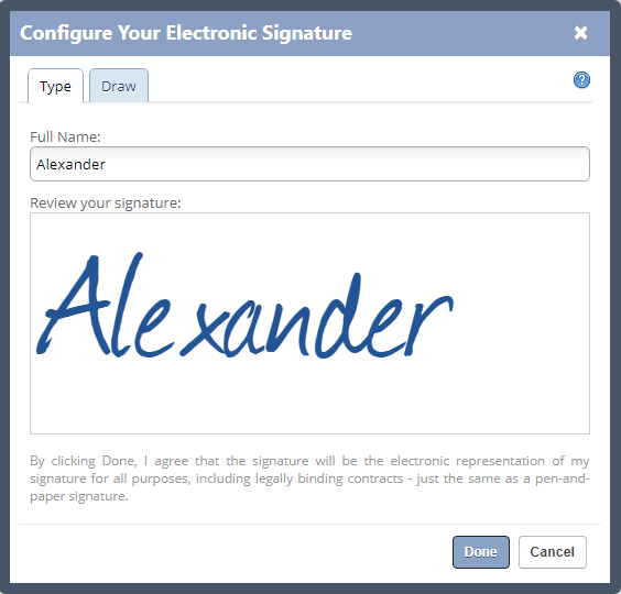 Help Center - How do I update electronic signature?