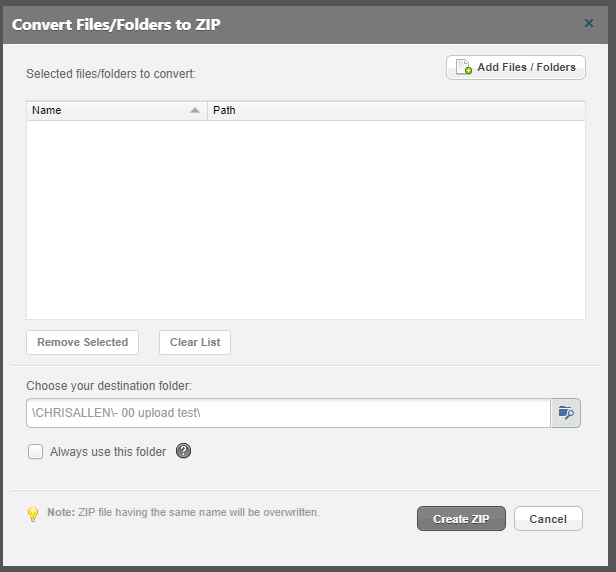 how to convert a file to a zip